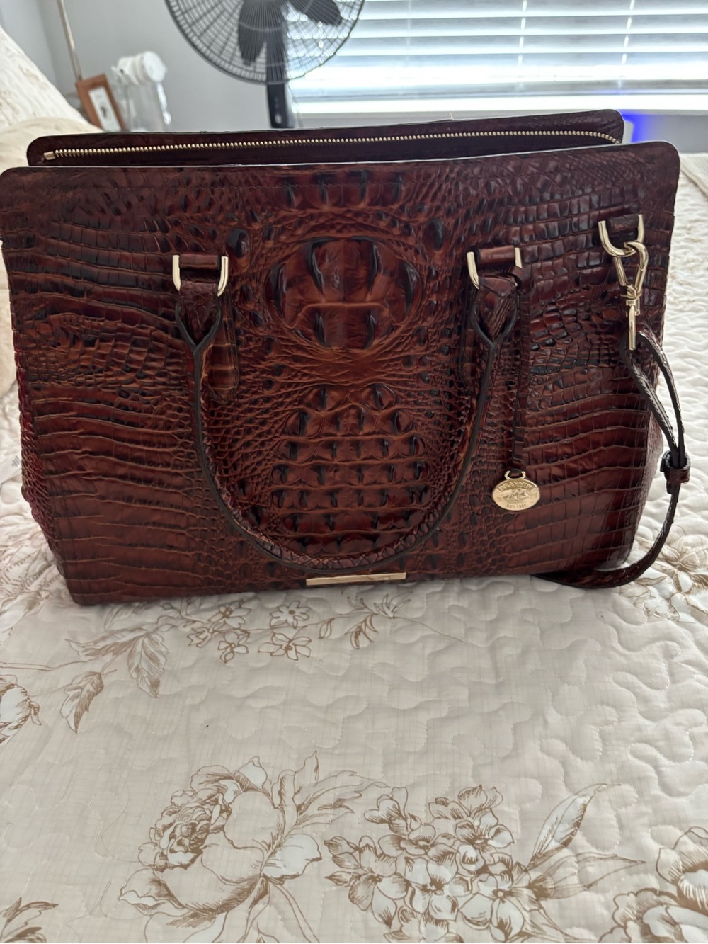 Brahmin Pecan Croc-Embossed Satchel - Picture 5 of 8